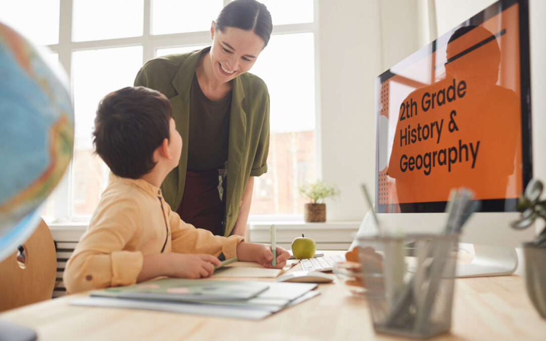 student utilizing the role of technology in the classroom